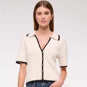 Abercrombie & Fitch Short-Sleeve Crochet-Style Polo